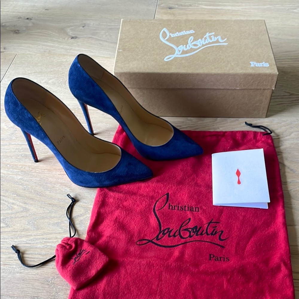 Christian Louboutin Blue Suede Stiletto Heels